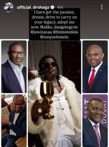 Breaking News: Dr Shagz Calls Out Dangote, Elumelu, Otedola in Bold Instagram Plea